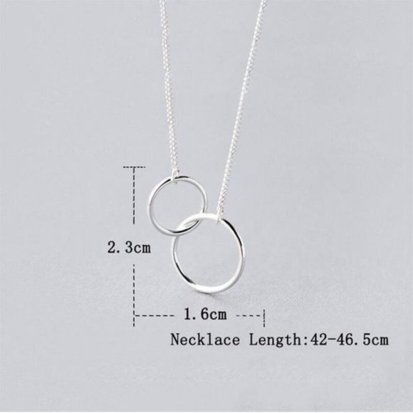 NEW Silver Simple Interlock Circle Necklace - Picture 2 of 4